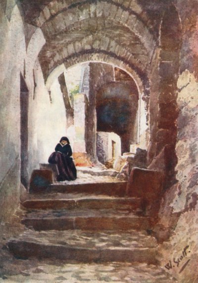 Rua em Apricale (litografia a cores) de William Scott