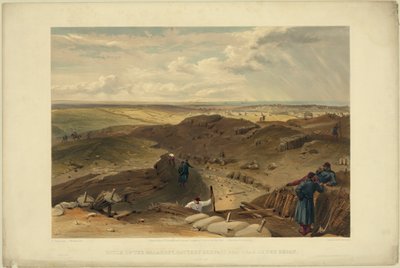 Reduto de Malakoff, bateria gervais e parte traseira do redan, 1855 de William Crimea Simpson