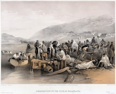 O embarque dos doentes em Balaklava, 1855 de William Crimea Simpson