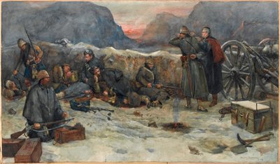 Os Gordon Highlanders: Amanhecer nas trincheiras de William Skeoch Cumming