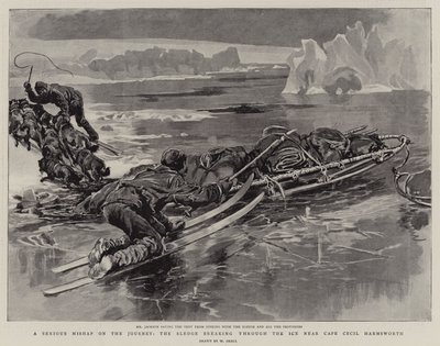 Um grave erro na jornada, o trenó atravessando o gelo perto do cabo Cecil Harmsworth de William Small