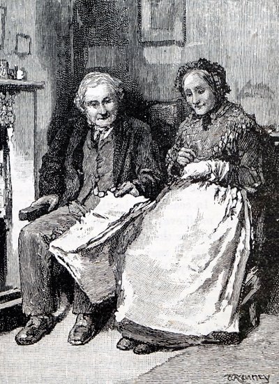 Um casal de idosos. Por William Small (1843-1929), um ilustrador inglês. 1880 (gravura) de William Small