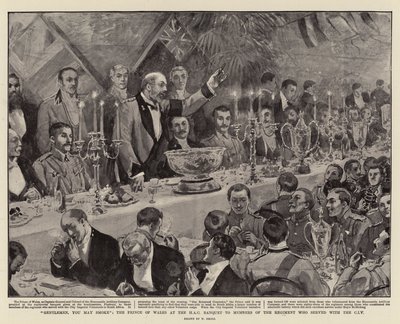 Senhores, você pode fumar, o Príncipe de Gales no Banquete HAC para os membros do Regimento que serviu com o CIV de William Small