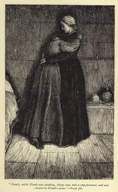 Lentamente, enquanto Dinah falava, Hetty se levantou, deu um passo à frente e foi agarrada nos braços de Dinah. de William Small