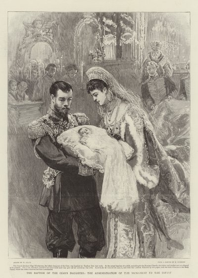 O batismo da filha do czar, a administração do sacramento ao infante de William Small