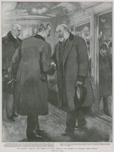 Chegada do Kaiser: O Príncipe de Gales Cumprimenta Sua Majestade na Estação Charing Cross de William Small