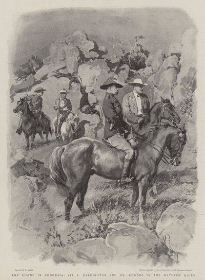 A ascensão na Rodésia, Sir F Carrington e o senhor Rhodes nas colinas de Matoppo de William Small