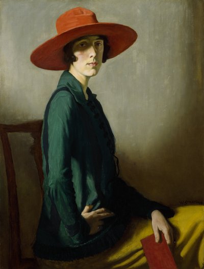 Senhora com um chapéu vermelho de William Strang