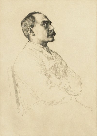 Retrato de Rudyard Kipling 1865-1936. de William Strang