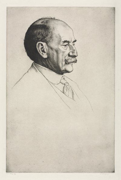 Thomas Hardy, virado para a direita, 1910. de William Strang