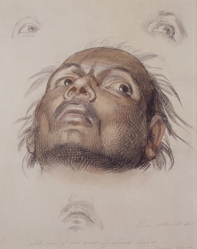 Estudo da Cabeça de um Índio Este, c.1875 (lápis e tinta no papel) de William Strutt