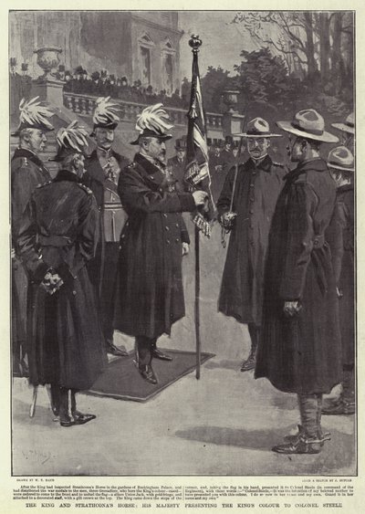 O Rei e o Cavalo de Strathcona, Sua Majestade apresentando a Cor do Rei ao Coronel Steele de William T. Maud