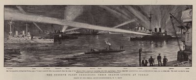 A frota de reserva exercita suas luzes de busca em Torbay de William T. Maud