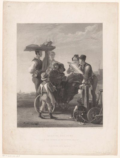 Lendo de um jornal Lendo as notícias (título no objeto) de William Taylor (prentmaker)