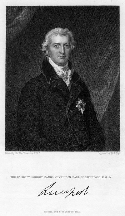 Robert Jenkinson, 2º Conde de Liverpool, político britânico e Primeiro Ministro, 1835. de William Thomas Fry