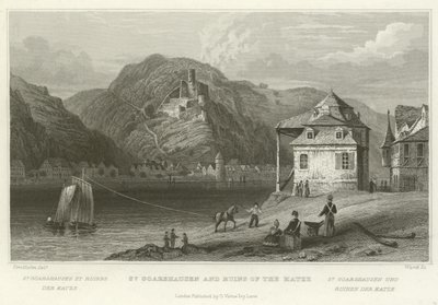 St Goarshausen e as ruínas do Katze de William Tombleson