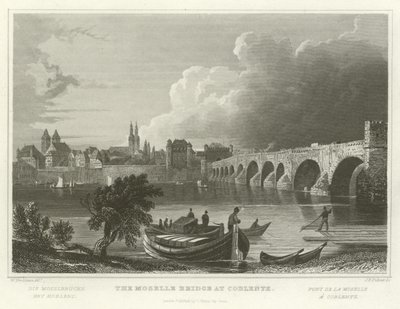 A, moselle, ponte, em, coblentz de William Tombleson