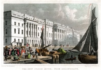 A nova Custom House, de Billingsgate, cidade de Londres, c1830. de William Tombleson