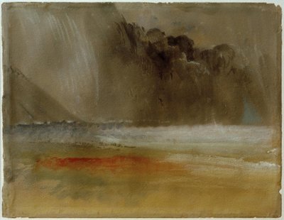 Nuvem tempestuosa amontoada sobre mar e areia de Joseph Mallord William Turner