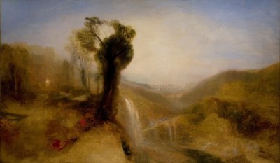 Paisagem do sul com um aqueduto e cachoeira de Joseph Mallord William Turner