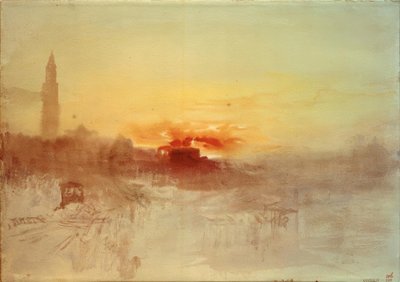 Veneza ao nascer do sol do Hotel Europa, com o Campanile de Joseph Mallord William Turner