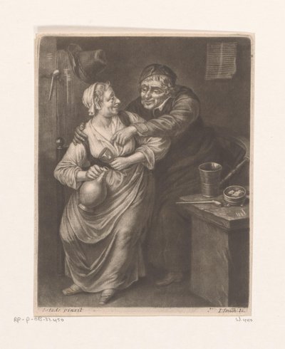 Interior da estalagem com homem e mulher a beber de William Vincent