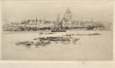 O Tamisa a partir de Waterloo - Vista em direcção à Catedral de São Paulo de William Walcot