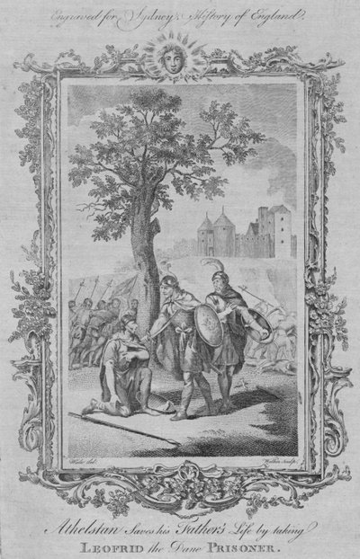 Athelstan salva a vida de seu pai levando Leofrid, o prisioneiro dinamarquês, 1773. de William Walker
