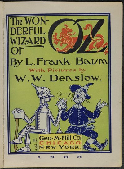 Frontispício de "O maravilhoso Feiticeiro de Oz" de Lyman Frank Baum de William Wallace Denslow