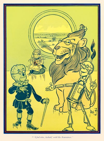 Eu me sinto sábio, de fato, disse o espantalho. de O Feiticeiro Maravilhoso de Oz por L. Frank Baum de William Wallace Denslow