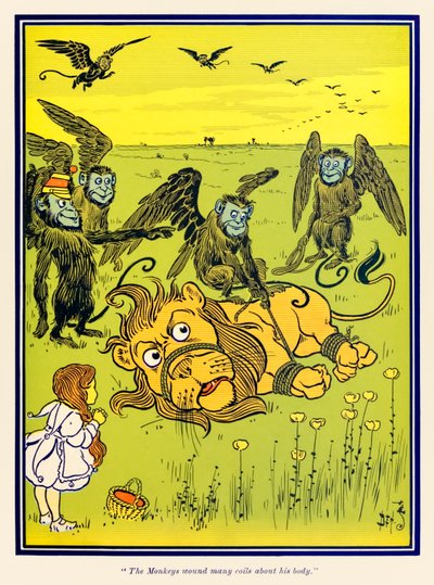 Os Macacos feriram muitas bobinas à volta do seu corpo. de O Feiticeiro Maravilhoso de Oz por L. Frank Baum de William Wallace Denslow