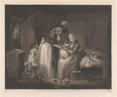 Mãe visita seu filho Uma Visita à Criança na Enfermeira (título no objeto) de William Ward