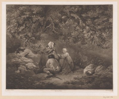 Descansando a família em uma floresta Gesso (título no objeto) de William Ward