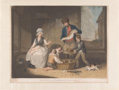 Pescador volta para casa com sua captura Noite, o Retorno do Pescador (título no objeto) de William Ward