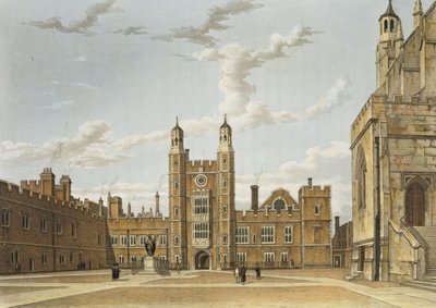 Eton College Great Court, de &39;History of Eton College&39;, parte de &39;History of the Colleges ;, gravado por J. Bluck (fl.1791-1831) pub. por R. Ackermann, 1816 (aquatinta) de William Westall