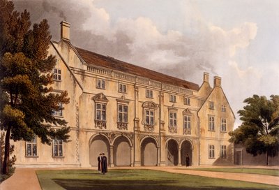 Exterior da biblioteca da faculdade de Magdalene, Cambridge, de "a história de Cambridge", gravada por Joseph Constantine Stadler (fl.1780-1812), bar. por R. Ackermann, 1815 (cor aquatint) de William Westall