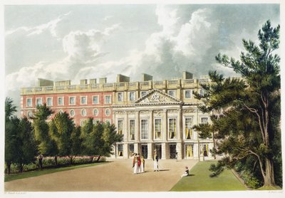 Palácio de Hampton Court, de "A História das Residências Reais", gravado por Richard Reeve (n.1780), de William Henry Pyne (1769-1843), 1819 de William Westall