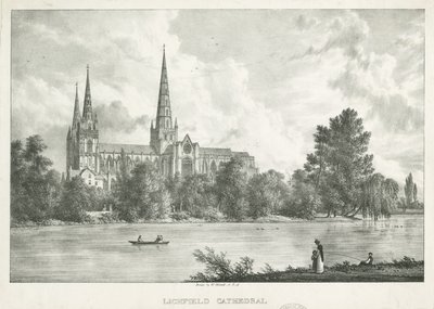 Catedral de Lichfield - vista sul: litografia, nd [1781-1850] de William Westall