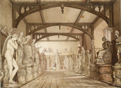 A Galeria de Esculturas nas Escolas Examinadoras, Oxford, 1813 de William Westall