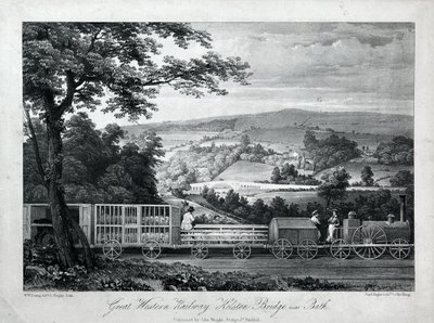Great Western Railway, Kelston Bridge perto de Bath, c.1835-40 (litografia sobre papel) de William Weston Young