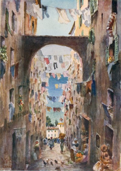 Génova. Uma rua velha (lito colorido) de William Wiehe Collins