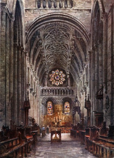 Oxford, Christchurch. Interior da Nave (cor litho) de William Wiehe Collins