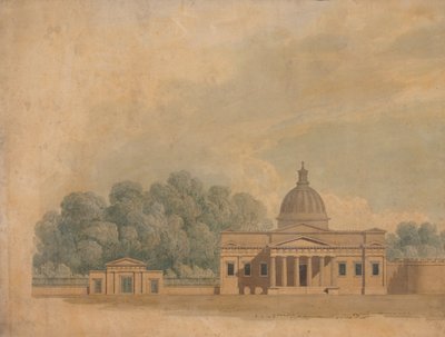 Elevação de um Edifício Proposto para Downing College, Cambridge de William Wilkins