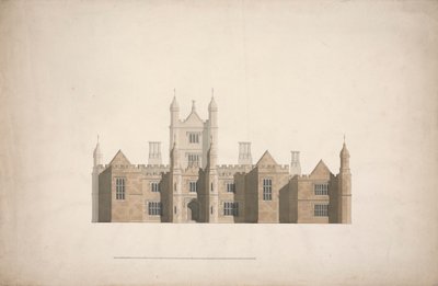 Elevação de uma Proposta de Design para as Faculdades de Cambridge de William Wilkins