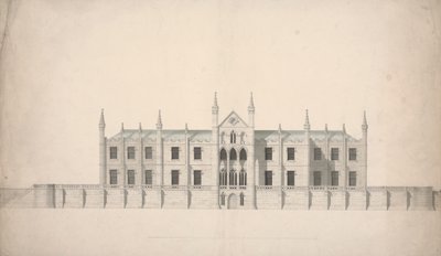 Elevação de uma Proposta de Design para as Faculdades de Cambridge de William Wilkins