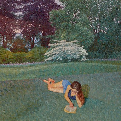 Leitura de Raparigas com Paisagem, 2019 (óleo sobre tela) de William Wilkins