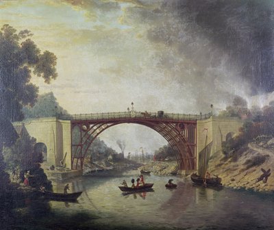 A ponte do ferro fundido perto de Coalbrookdale, c.1780 de William Williams
