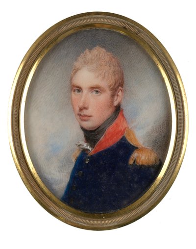 Capitão (mais tarde Tenente-Coronel) William Tyrwhitt-Drake (1785-1848), Royal Horse Guards, Maio de 1809 (miniatura em marfim) de William Wood