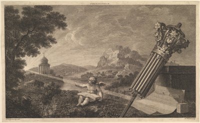 Frontispício de Joshua Kirbys Perspective of Architecture 1761, julho de 1760. de William Woollett
