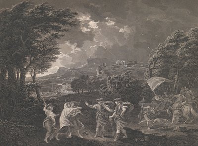 Macbeth and the Witches Shakespeare, Macbeth, Acto 1, Cena 1, 1770. de William Woollett